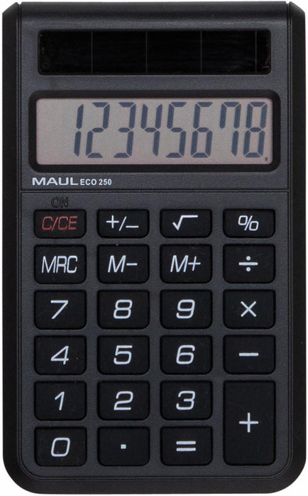 MAUL rekenmachine ECO 250, zwart met zonnepaneel