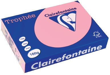 Clairefontaine Trophée Pastel, gekleurd papier, A4, 160 g, 250 vel, roze