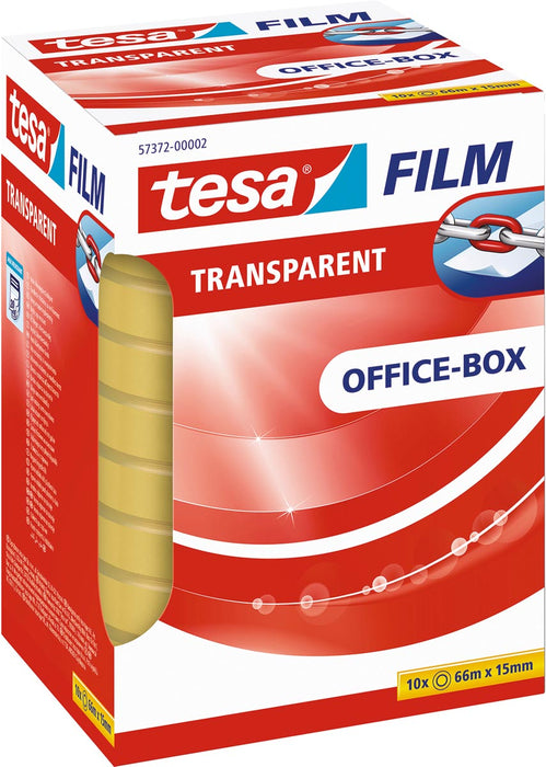 Tesafilm transparante plakband, 15 mm x 66 m, pak van 10 rollen