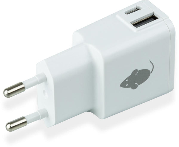 Greenmouse Dubbele oplader 1 x USB-A en 1 x USB-C, wit