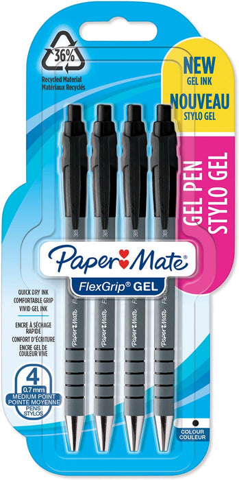 Paper Mate Flexgrip Gel balpen, verpakking van 4 stuks, zwart