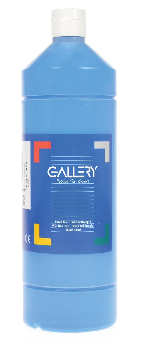 Gallery plakkaatverf, flacon van 1 l, blauw 6 stuks, OfficeTown
