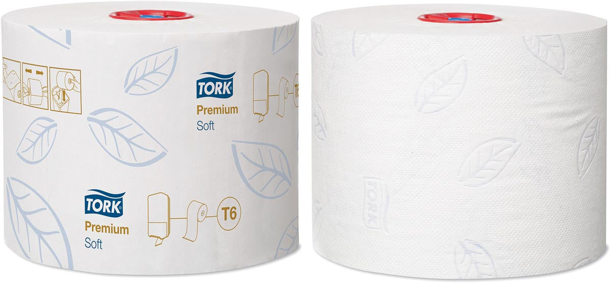 Tork Premium toiletpapier zacht, middelgroot, 2-laags, systeem T6, wit, 27 rollen