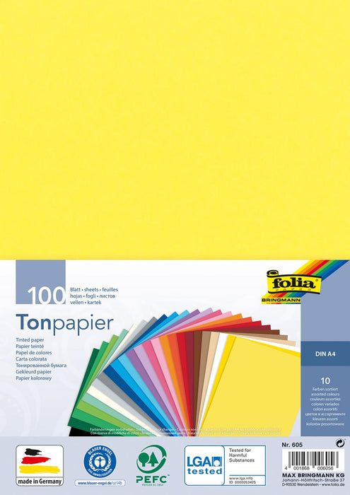 Folia gekleurd tekenpapier met 100 vellen van 120 g/m² A4-formaat