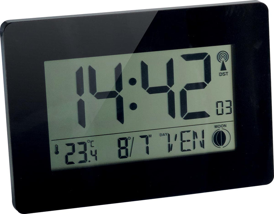 Digitale Radiogestuurde Klok met LCD Scherm, Multifunctioneel, 22,9 x 2,7 x 16,2 cm