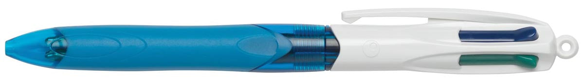 Bic 4 Kleuren Grip, balpen, 0,32 mm, 4 klassieke inktkleuren, blauwe behuizing