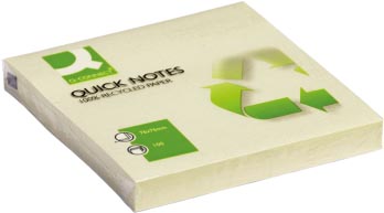 Q-CONNECT Quick Notes Gerecycled, ft 76 x 76 mm, 100 vel, geel 12 stuks