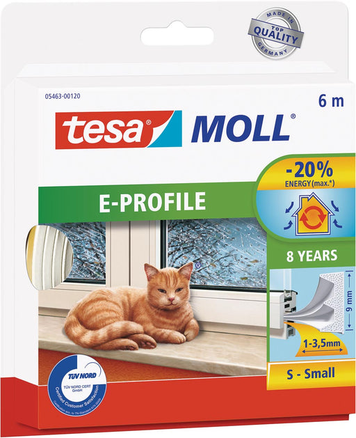 Tesa Moll Classic tochtstrip E-profiel, 6 m, wit 10 stuks, OfficeTown