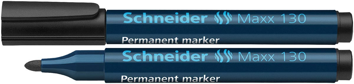Permanente marker Schneider Maxx 130 met zwart inkt en ronde punt