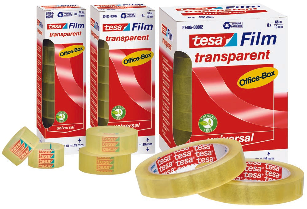 Transparante zelfklevende tape van Tesafilm, 19 mm x 10 m, 8 rolletjes