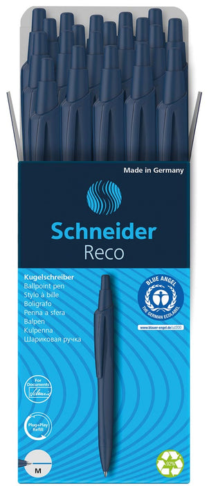 Schneider Eco Blauwe Engel balpen, blauw 20 stuks