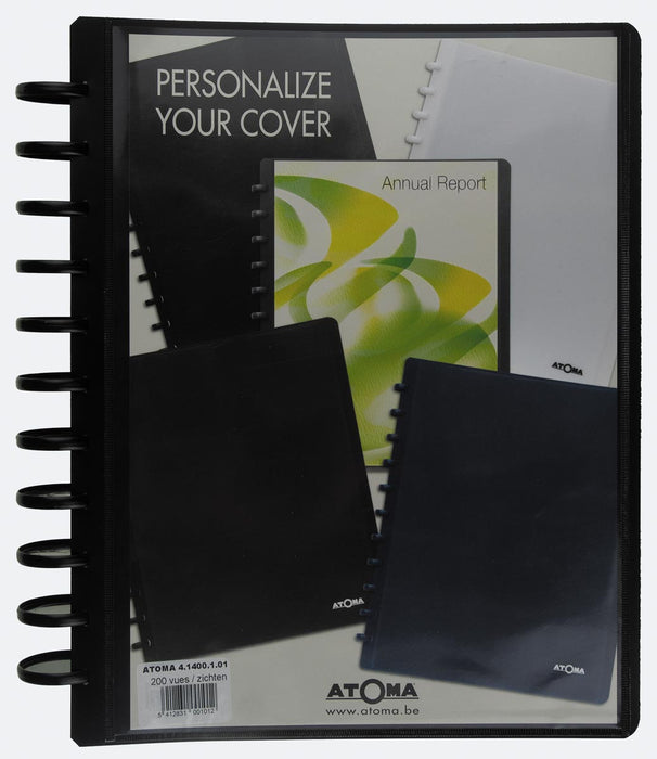 Atoma showalbum met 100 verwisselbare tassen en personaliseerbare kaft