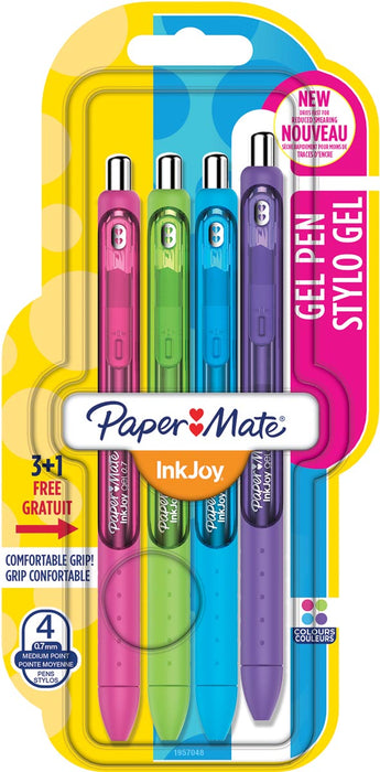 Paper Mate roller InkJoy Gel, blister 3 + 1 gratis in geassorteerde fun kleuren 12 stuks