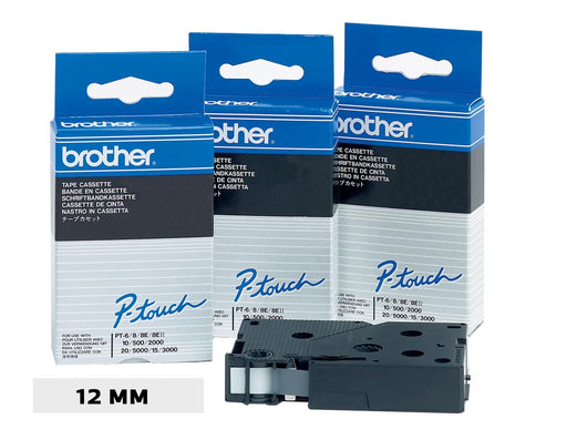 Brother TC tape voor P-Touch 12 mm, zwart op wit 20 stuks, OfficeTown