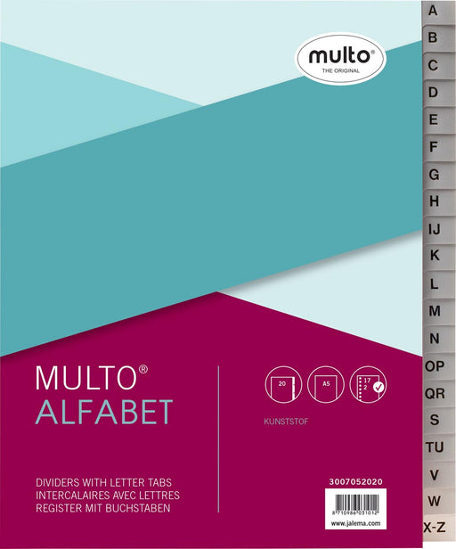 Multo tabbladen uit kunststof, voor ft A5, 17- gaatsperforatie 10 stuks, OfficeTown
