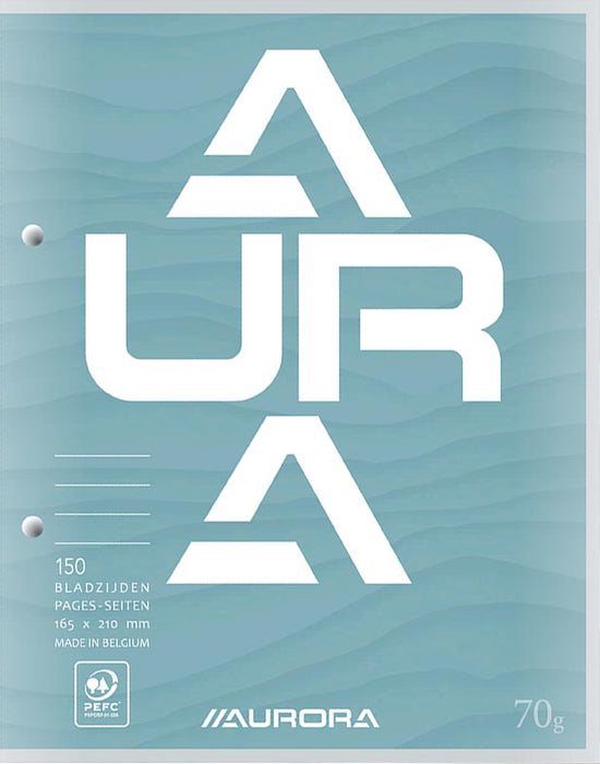 Aurora cursusblok, ft 16,5 x 21 cm, 75 vel, 2-gaatsperforatie, gelijnd.