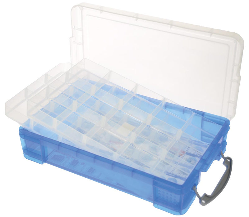 Really Useful Box opbergdoos 4 liter met 2 verdeelbakken, transparant blauw