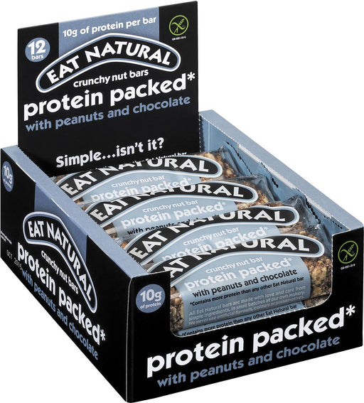 Eat Natural reep protein packed, pindanoten - chocolade, 45 g, pak van 12 stuks 12 stuks, OfficeTown