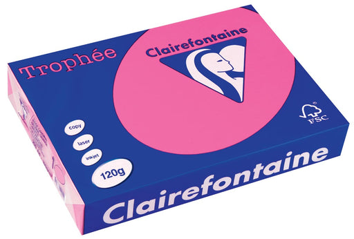 Clairefontaine Trophée Pastel, gekleurd papier, A4, 120 g, 250 vel, felroze 5 stuks, OfficeTown