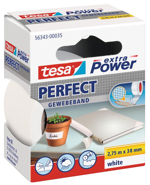 Tesa extra Power Perfect, ft 38 mm x 2,75 m, wit 6 stuks, OfficeTown