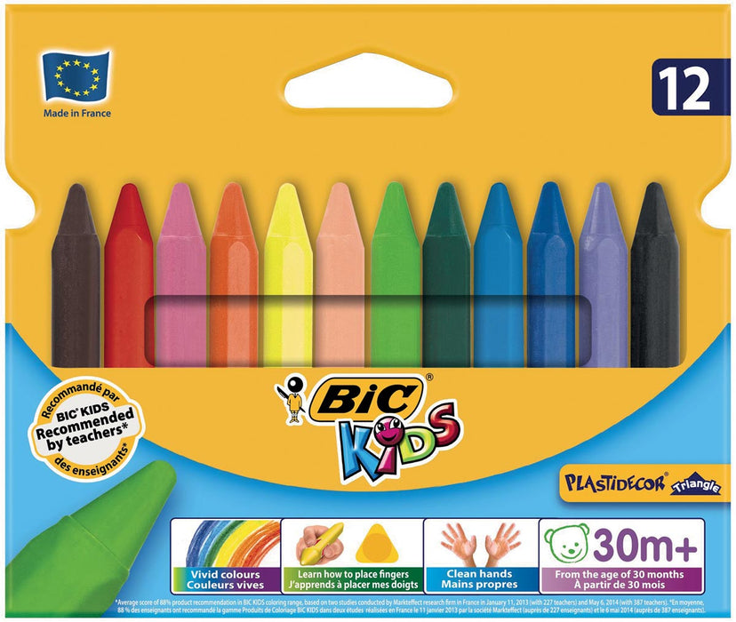 Bic waskrijt Plastidecor Driehoek 12 stuks