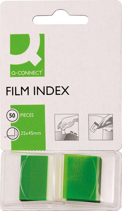 Index van Q-CONNECT, 25 x 45 mm, 50 tabs, in het groen