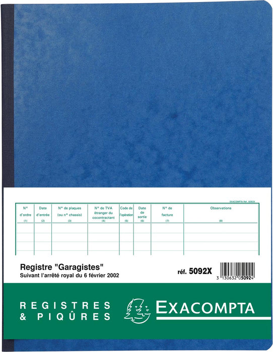 Exacompta register voor garagehouder en benzinepomphouder, Franstalig