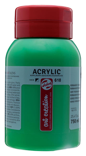 Talens Art Creation acrylverf flacon van 750 ml, licht permanentgroen met sneldrogende eigenschappen