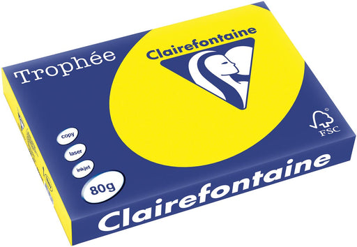 Clairefontaine Trophée Intens, gekleurd papier, A3, 80 g, 500 vel, zonnegeel 5 stuks, OfficeTown