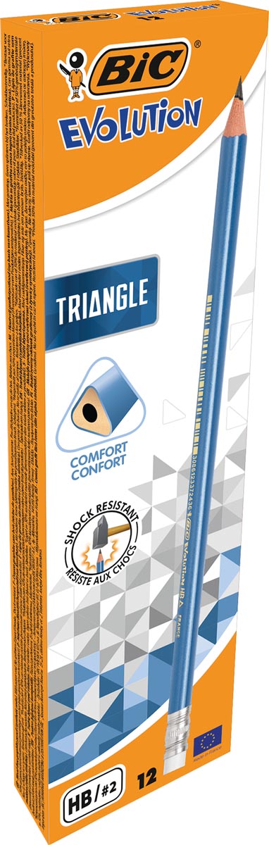 Bic potlood Evolution Triangle, met gom 12 stuks, OfficeTown