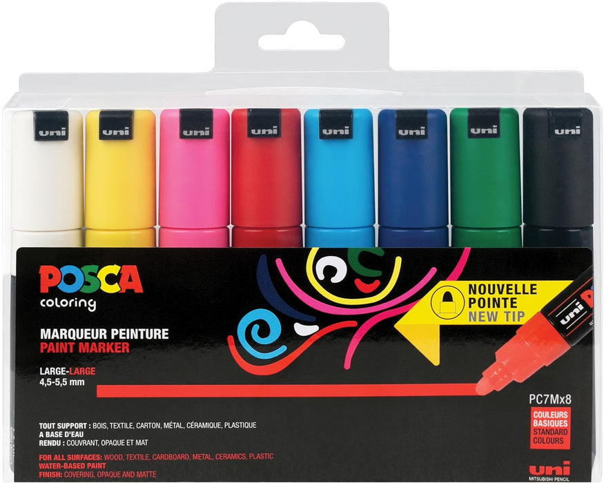 Posca verfmarker PC-7M, set van 8 markers in diverse basiskleuren