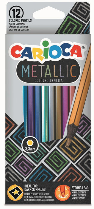 Carioca metallic kleurpotloden, 12 stuks in een kartonnen hoesje