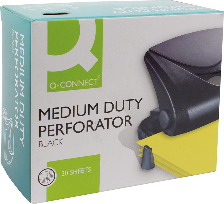 Q-CONNECT perforator voor gemiddeld gebruik, 20 vel, zwart