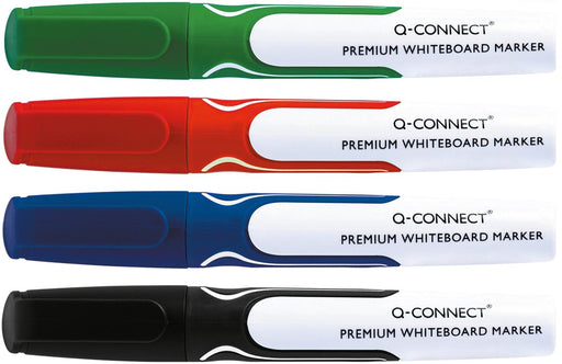 Q-CONNECT Premium whiteboard marker, ronde punt, set van 4 stuks in geassorteerde kleuren 6 stuks, OfficeTown