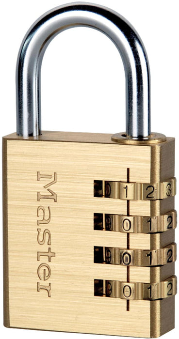 De Raat Master Lock Hangslot met Combinatieslot, Model 604EURD met Messing Afwerking
