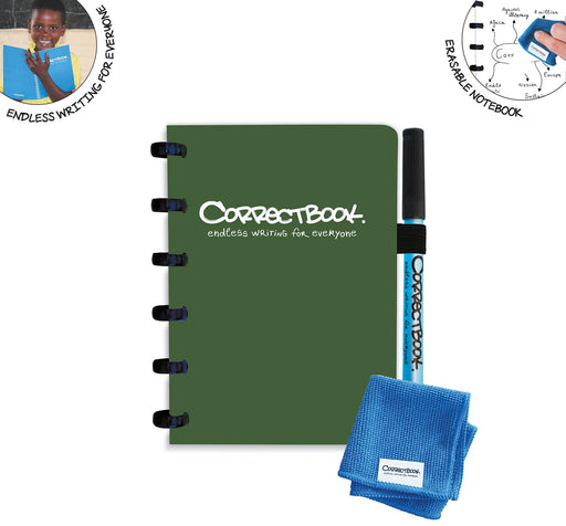 Correctbook A6 Original: uitwisbaar / herbruikbaar notitieboek, blanco, Forest Green (bosgroen), OfficeTown