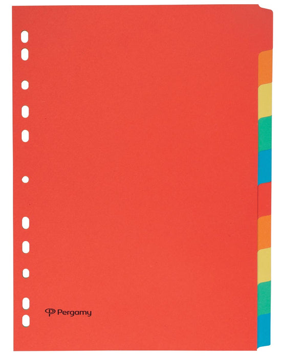Tabbladen van gerecycled karton, A4-formaat, 11-gaatsperforatie, geassorteerde kleuren, 10 tabs