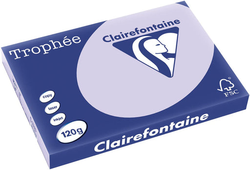 Clairefontaine Trophée Pastel, gekleurd papier, A3, 120 g, 250 vel, lila 5 stuks, OfficeTown