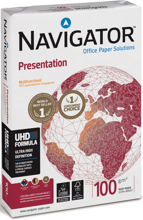 Navigator Presentation presentatiepapier ft A3, 100 g, pak van 500 vel 4 stuks