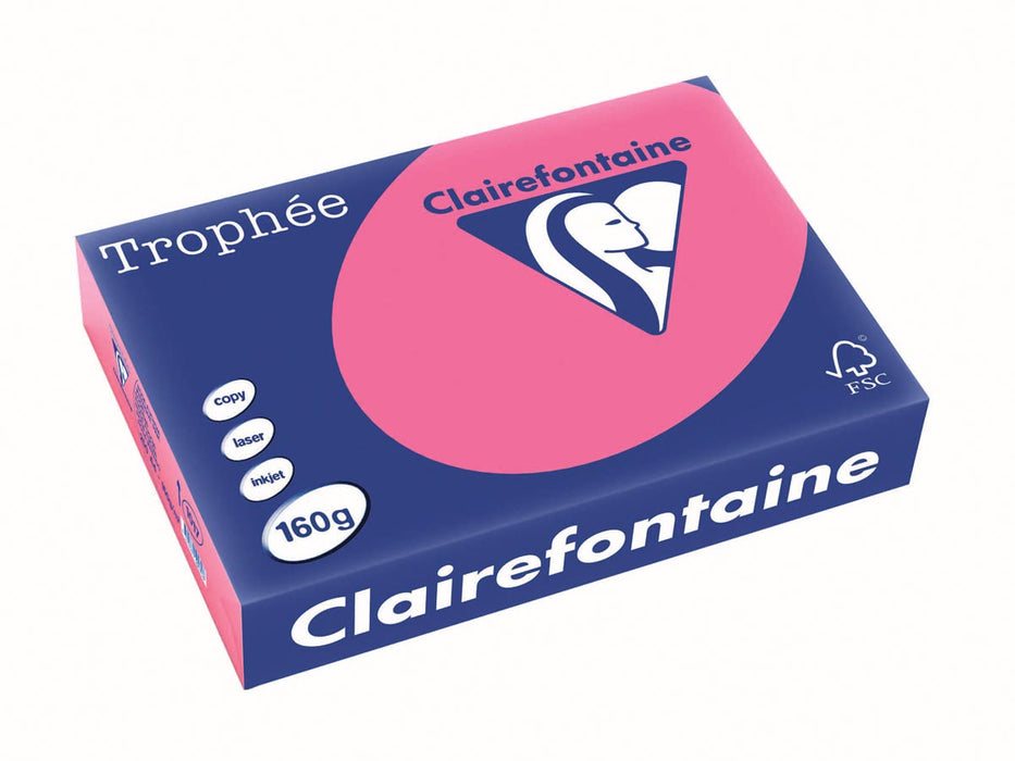 Clairefontaine Trophée Intens, gekleurd papier, A4, 160 g, 250 vel, fuchsia