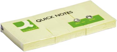 Q-CONNECT Quick Notes, ft 38 x 51 mm, 100 vel, pak van 3 stuks, geel