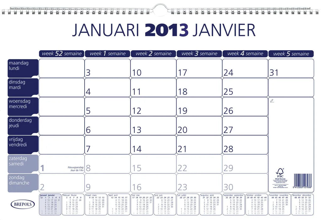 Brepols maandkalender, 2025 10 stuks, OfficeTown