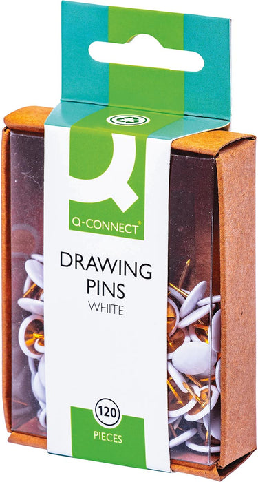 Q-CONNECT duimspijkers, wit, verpakking van 120 stuks
