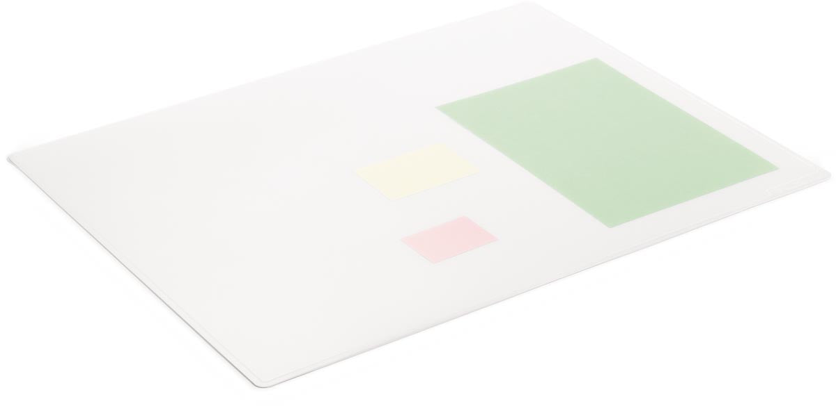 Schrijfonderlegger van duurzaam PP-materiaal met decoratieve gleuf, ft 650 x 500 mm, helder wit