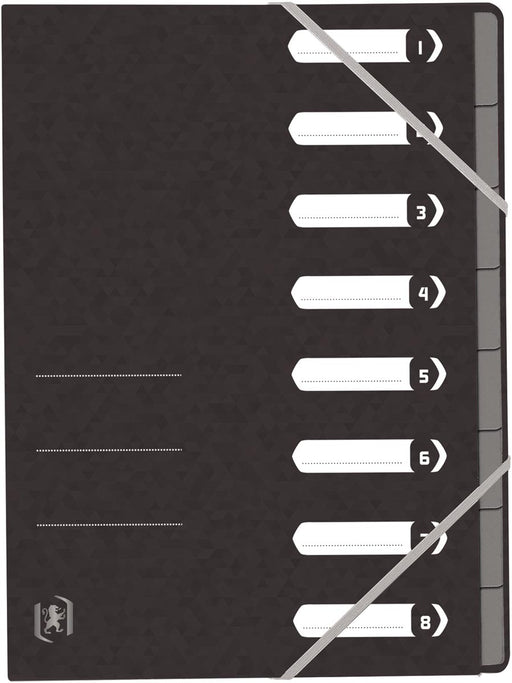 Elba Oxford Top File+ sorteermap, 8 vakken, met elastosluiting, zwart 15 stuks, OfficeTown
