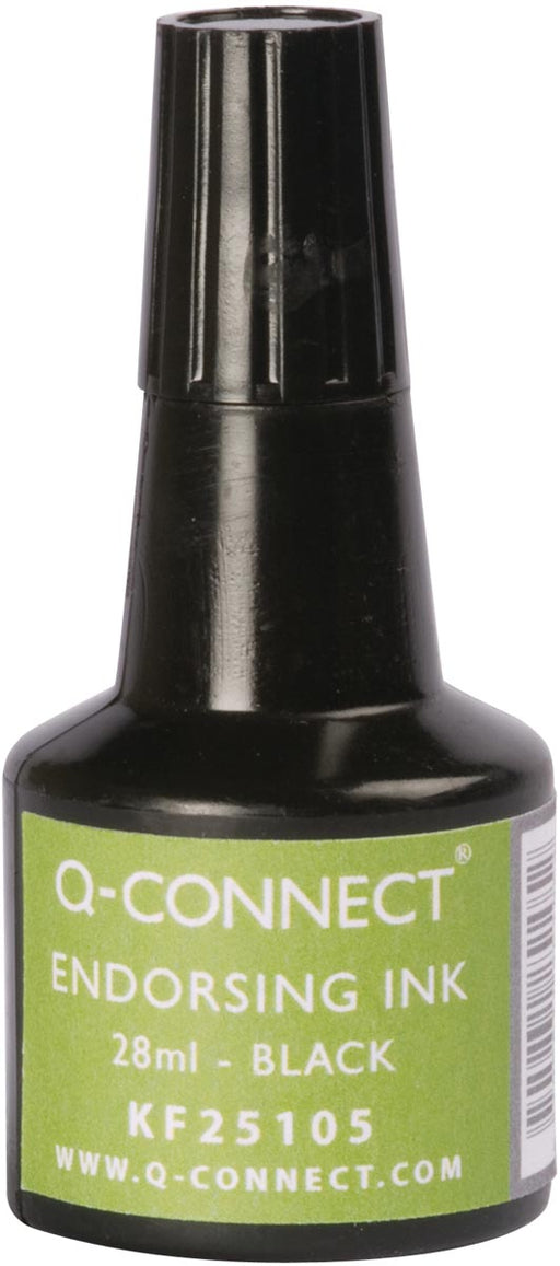Q-CONNECT stempelinkt, flesje van 28 ml, zwart 10 stuks, OfficeTown