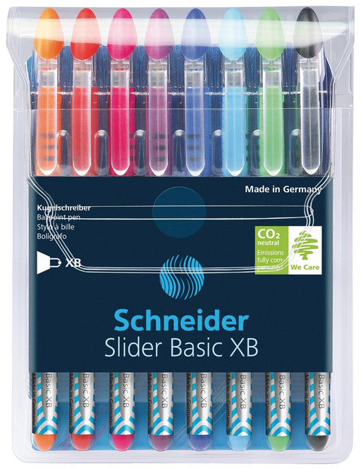 Schneider Balpen Slider Basic XB, etui van 8 stuks in geassorteerde kleuren 10 stuks, OfficeTown