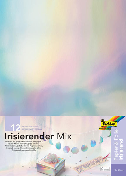 Iridescent papiermix, verpakking van 12 vellen
