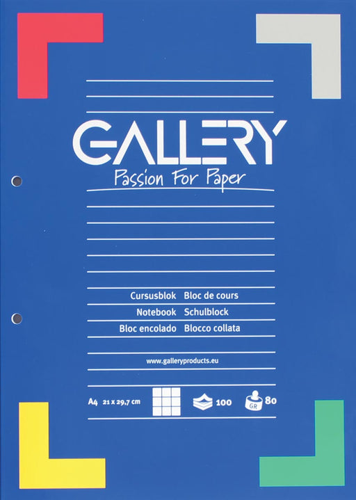 Gallery cursusblok, ft A4, 80 g/m², 2-gaatsperforatie, geruit 5 mm, 100 vel 5 stuks, OfficeTown