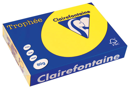 Clairefontaine Trophée Intens, gekleurd papier, A4, 80 g, 500 vel, zonnegeel 5 stuks, OfficeTown